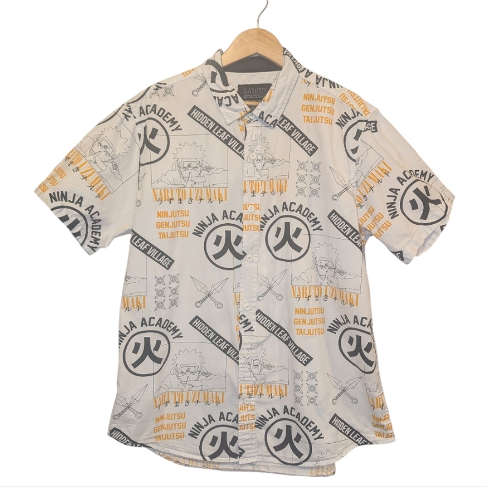 Naruto Ninja Academy Short Sleeve Button Up Shirt Size XL